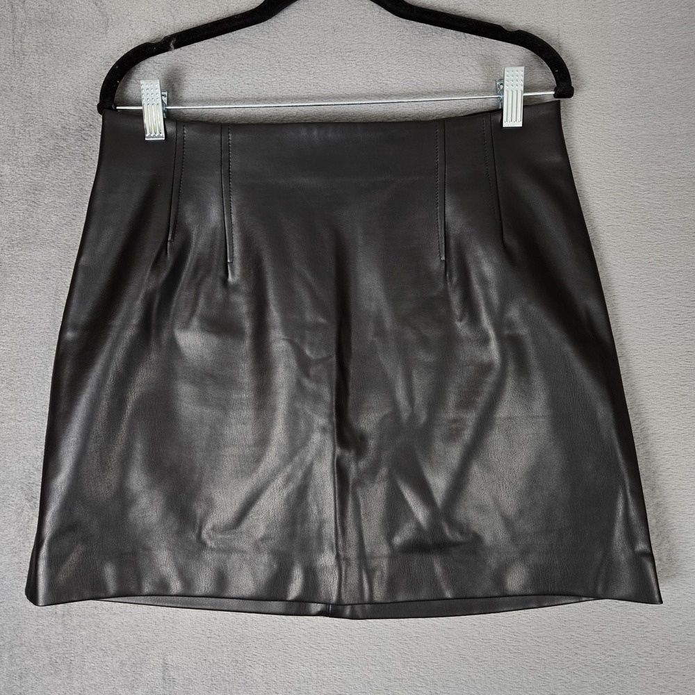 MM Lafleur Whitney Vegan Leather Black Mini Skirt Womens 10 NWT